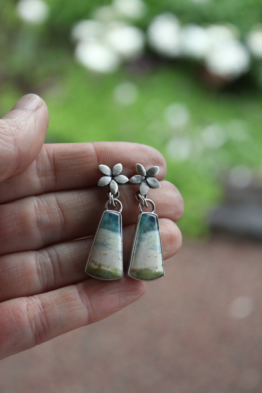 Plumeria Earrings - Opal Wood - Small