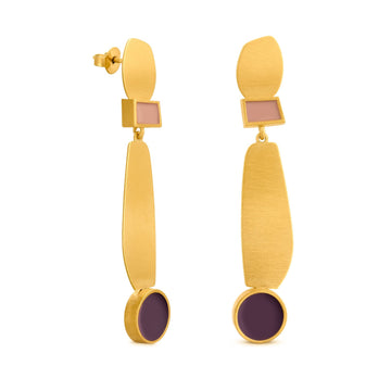 Collage in Gold - Earrings - Purple