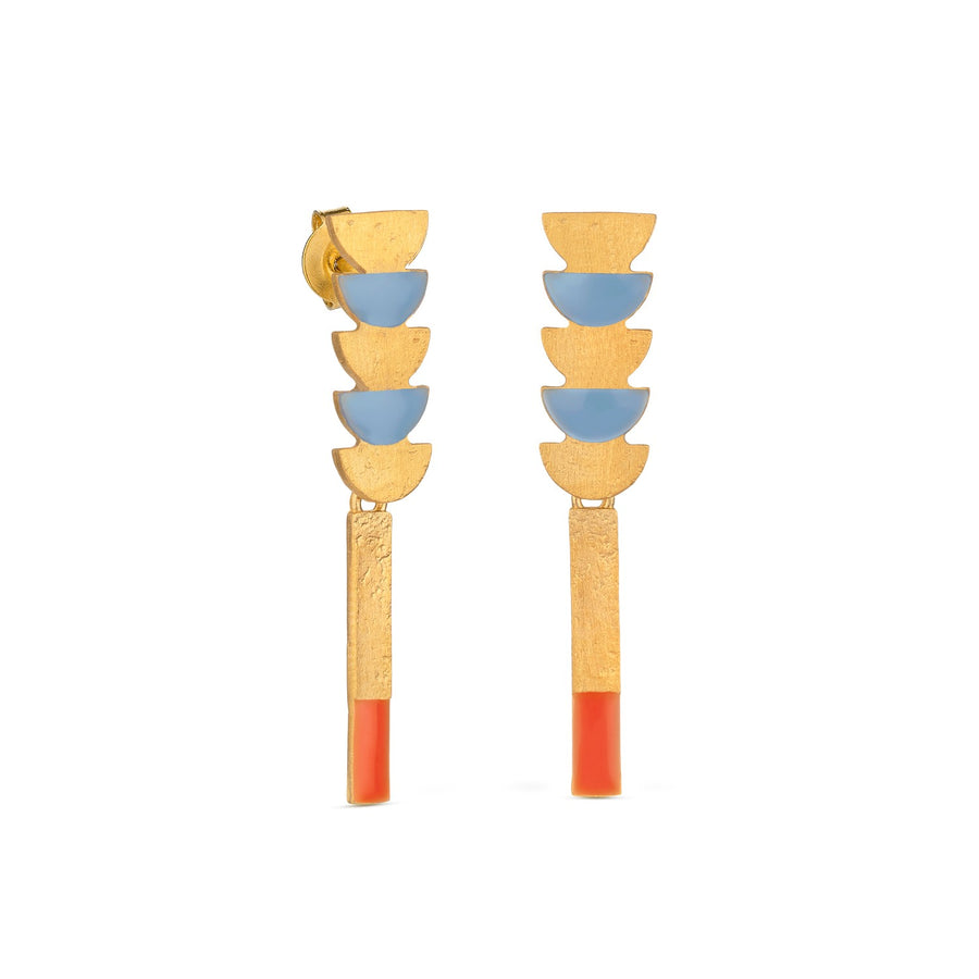 Somni - Earrings - Red and Blue - Long
