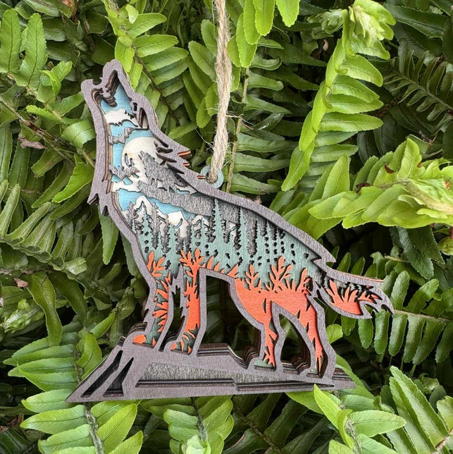 Orange Wolf Ornament