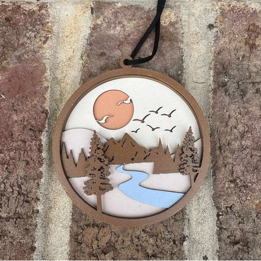 Rustic River Scene Ornament