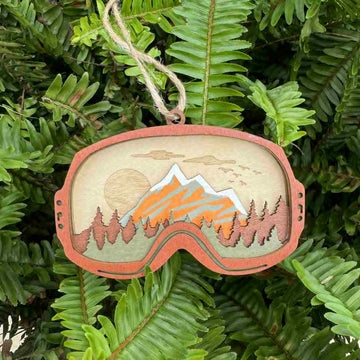 Snowy Mountains Ski Goggles Ornament