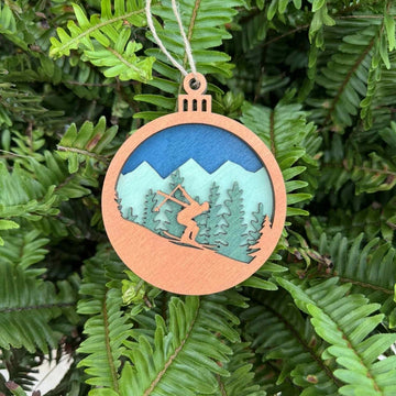 Blue Skier Ornament