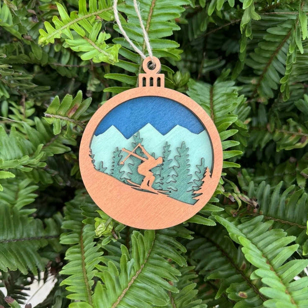 Blue Skier Ornament