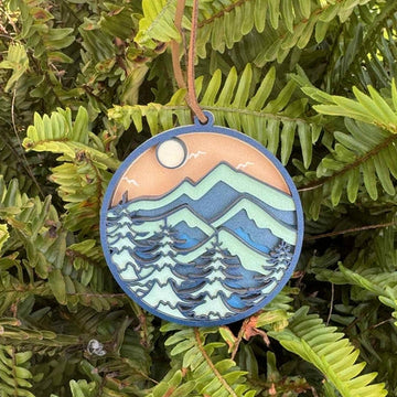 Teal Mountains Ornament