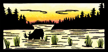 Evening Drink - Original Linocut