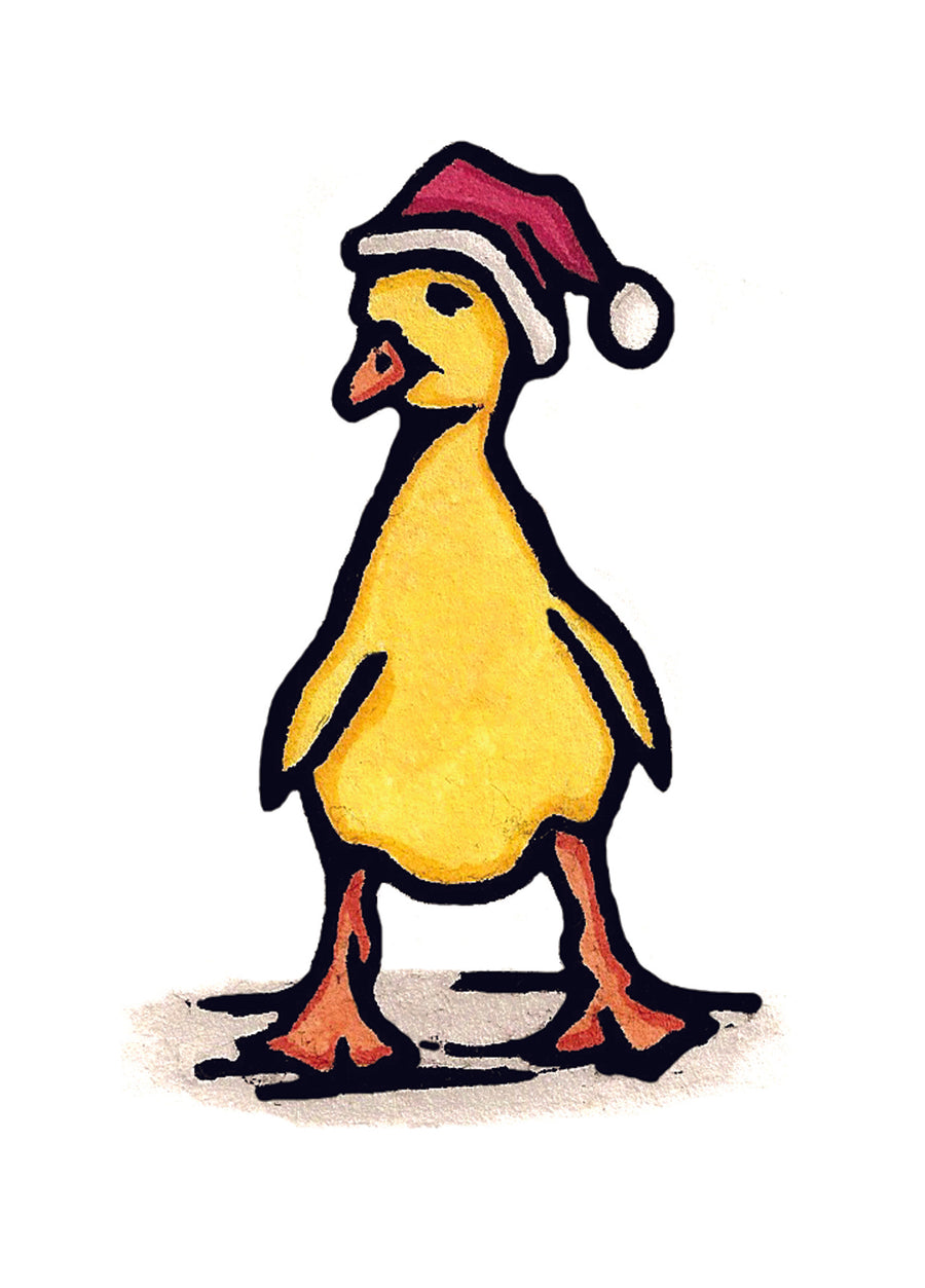 Santa's Duck - Original Linocut