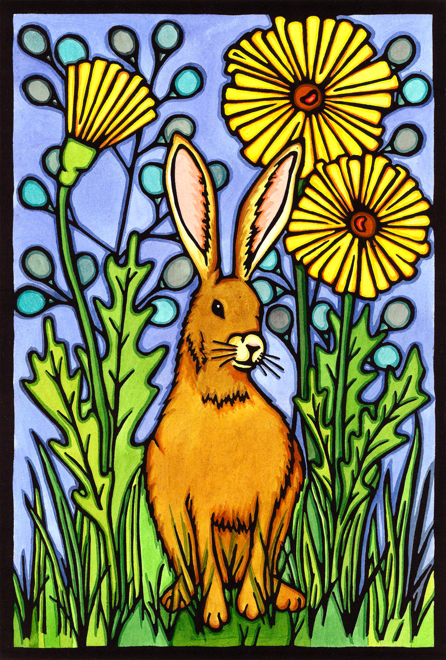 Summer Rabbit - Original Linocut