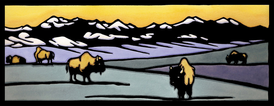 On the Range - Original Linocut