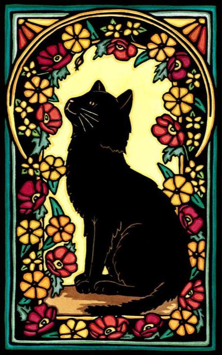 Black Cat - Original Linocut