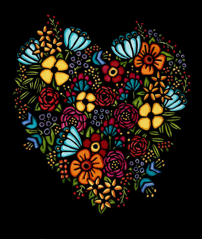 Flower Heart - Original Linocut