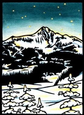 Mountain Night - Original Linocut
