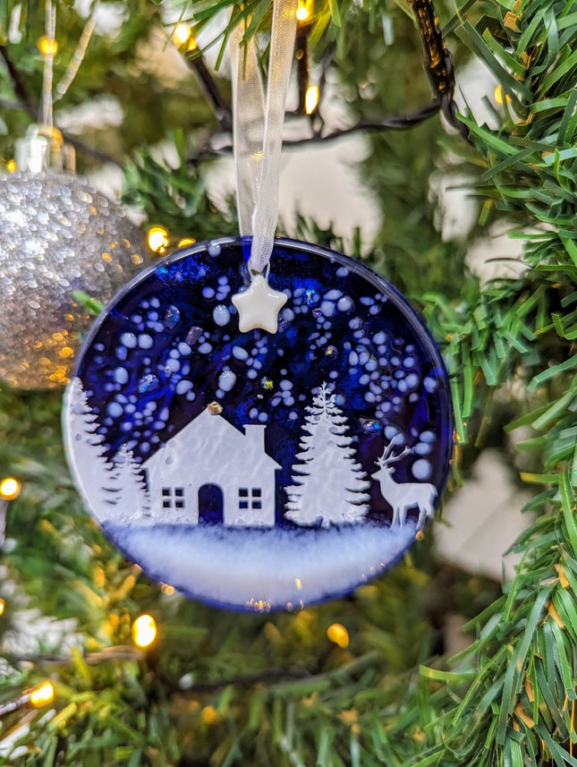 Cabin in the Woods Glass Ornament