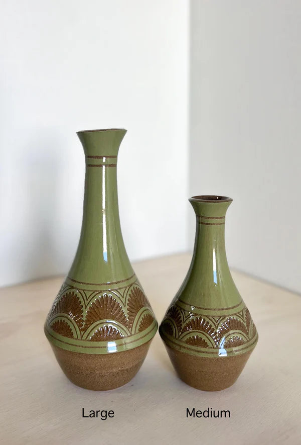Large Vase - Sage - Geometric