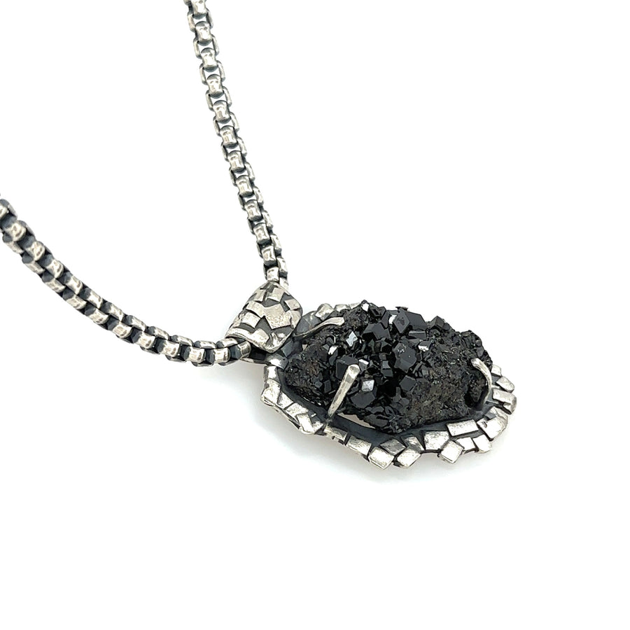 Necklace - Raw Black Garnet