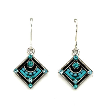 Earrings - Architectural Diamond Shape Turquoise