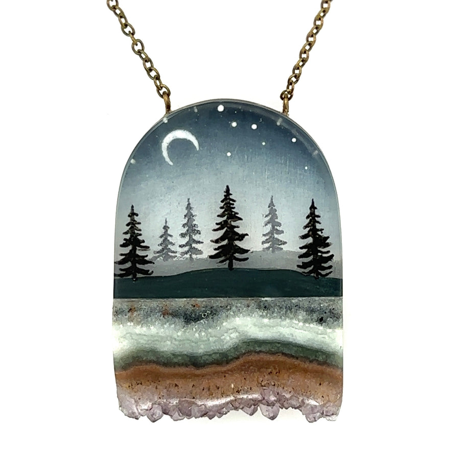 Necklace - Moon and Pines