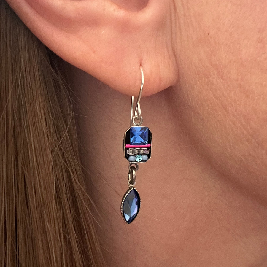 Earrings - Milano Two Tier Sapphire