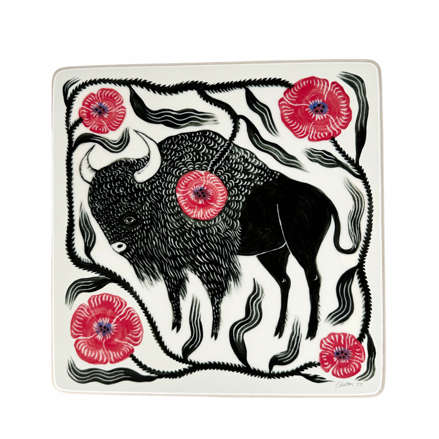 Wall Hanging - Bison with Poppies