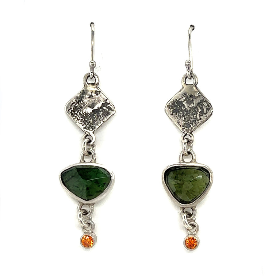 Earrings - Vessonite and Fire Opal