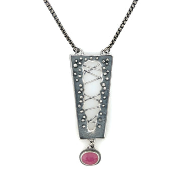 Necklace - Stitched Pendant with Ruby
