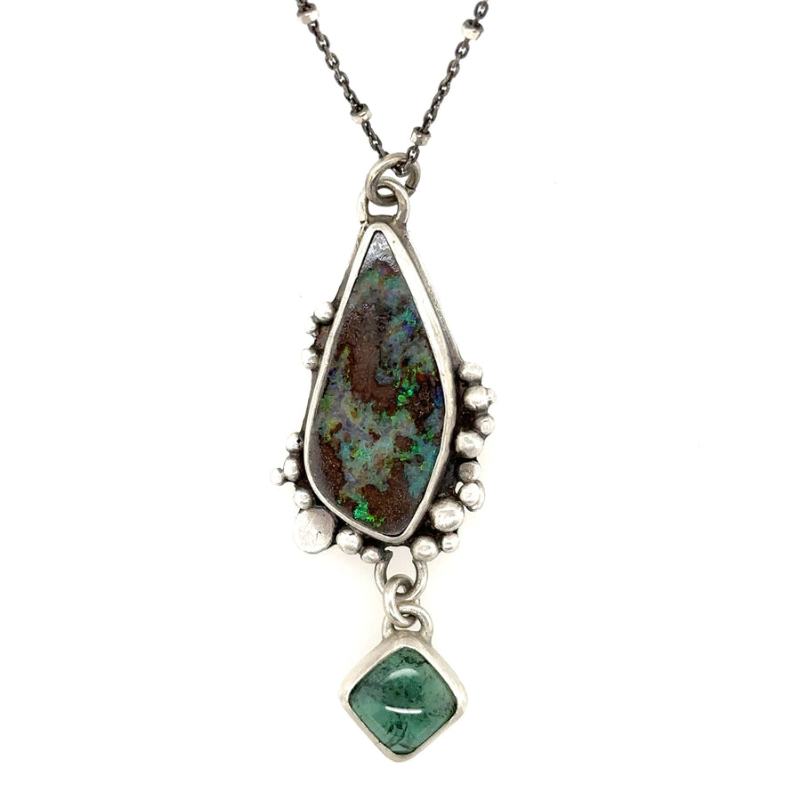 Necklace - Opal and Green Tourmaline