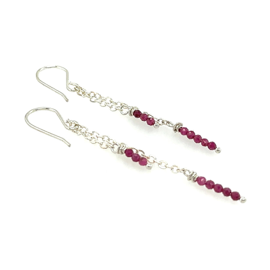 Earrings - Chain Dangles with Ruby
