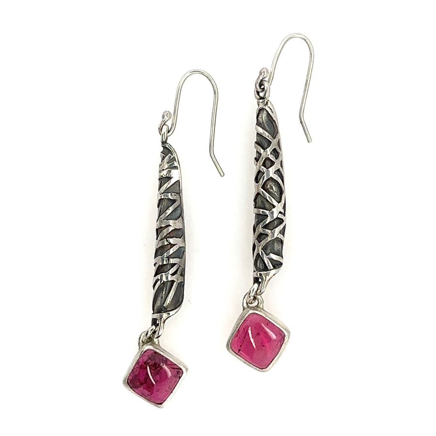 Earrings - Fused Cone Shape with Tourmaline Drop