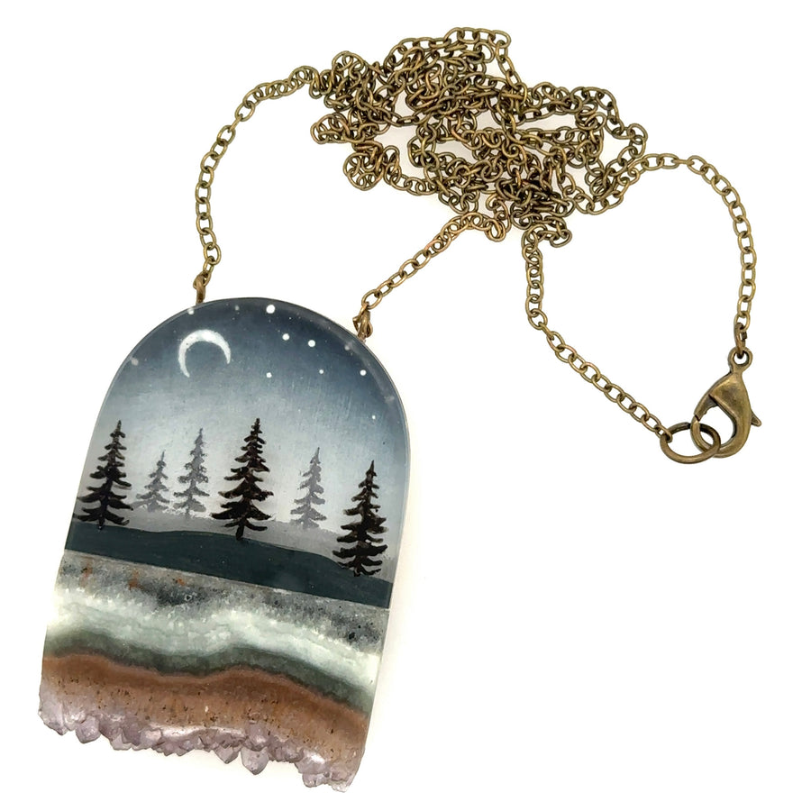 Necklace - Moon and Pines