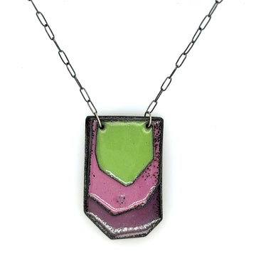 Pink and Green Layered Leaves Necklace