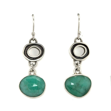 Earrings - Sterling Silver with Emerald