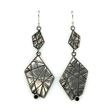 Earrings - Puzzle Pieces and Black Spinel
