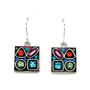 Earrings - Geometric Square Multicolor