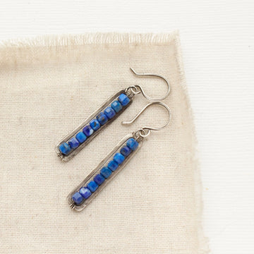 Beaded Bar - Earrings - Lapis