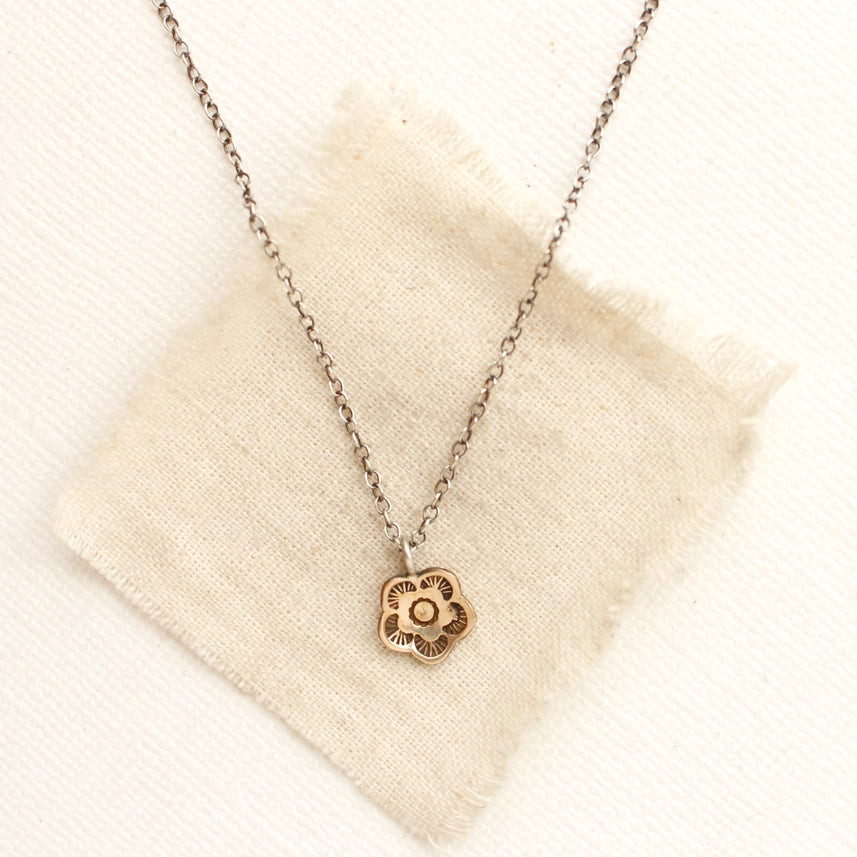 Bronze Mini Cactus Flower - Necklace
