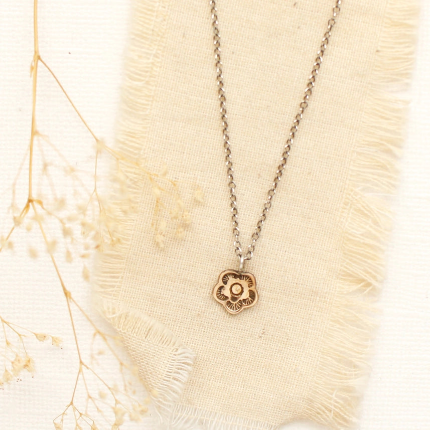Bronze Mini Cactus Flower - Necklace