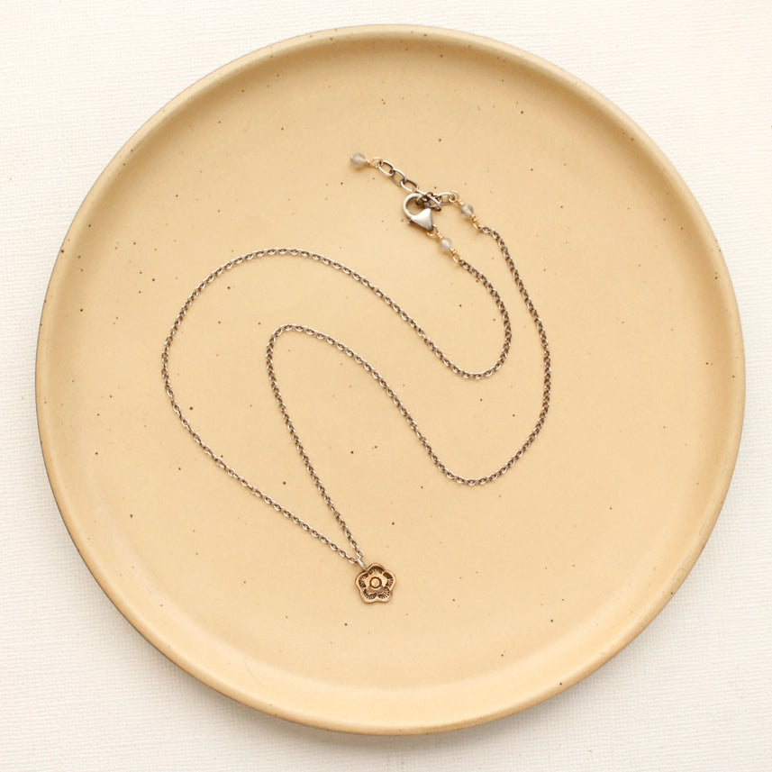 Bronze Mini Cactus Flower - Necklace