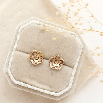 Bronze Mini Cactus Flower - Earrings - Studs