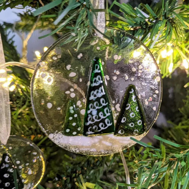 Christmas Tree Globe Glass Ornament