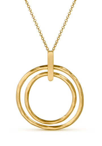 Alena in Gold - Necklace - Large Double Hoop Pendant