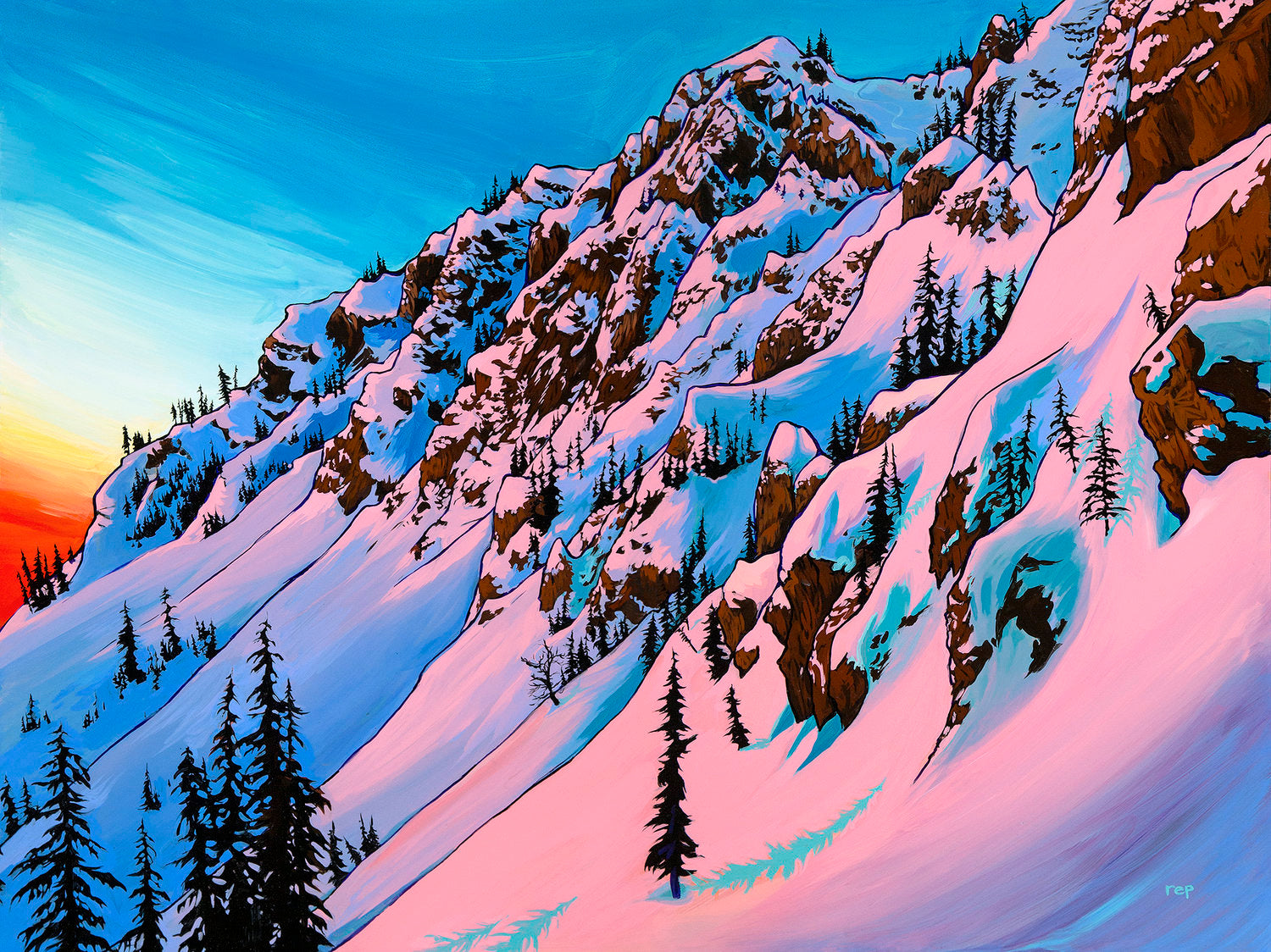 絵画 Mountain glow 絵画 Mountain glow 16 x 20 Oil Painting on Canvas.