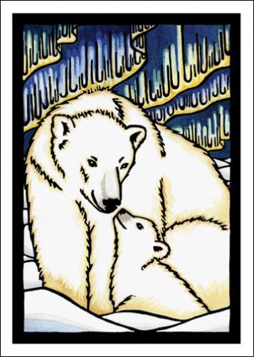 Polar Bears - Original Linocut
