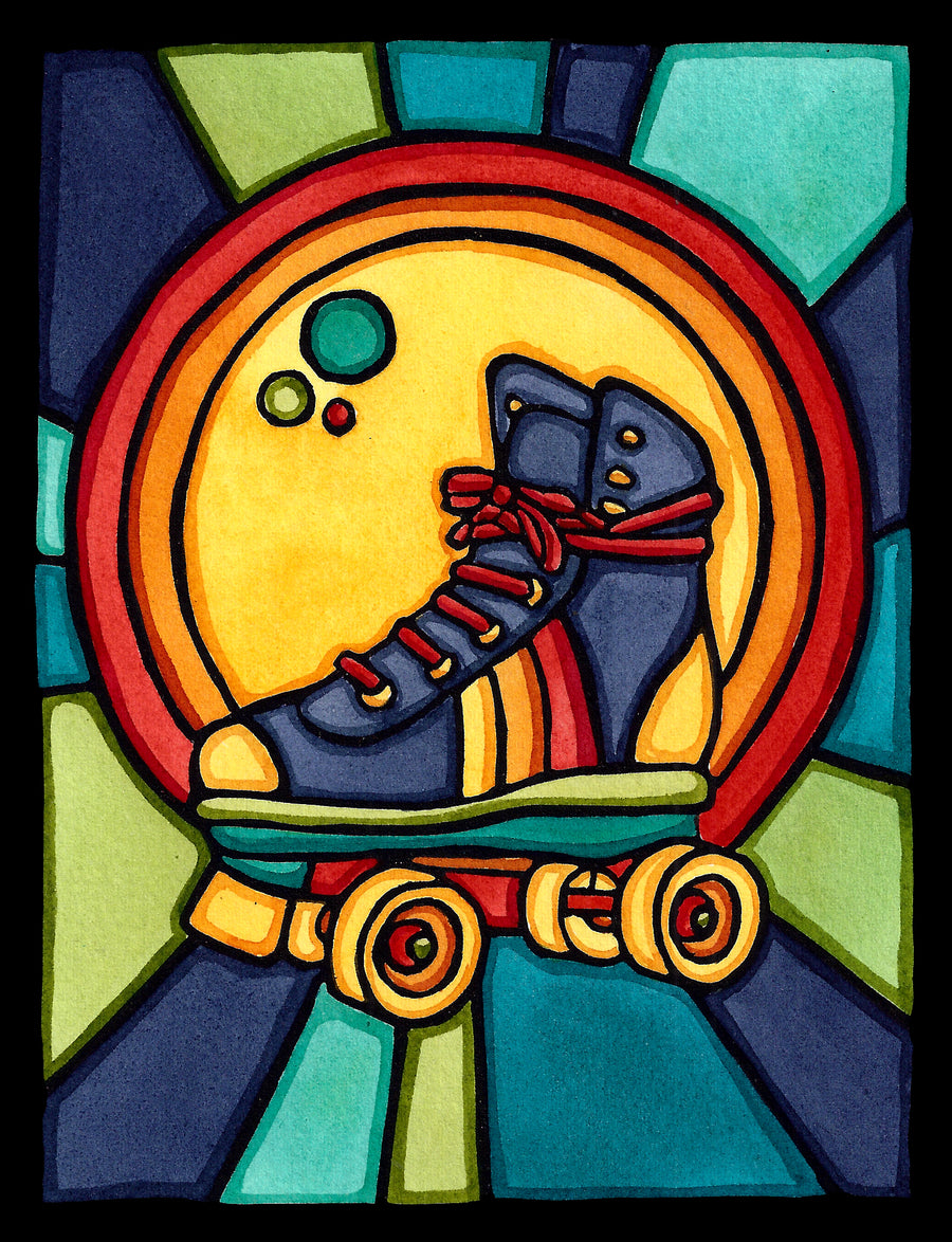 Roller Skate - Original Linocut