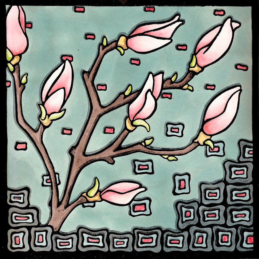 Fleeting Magnolia - Original Linocut