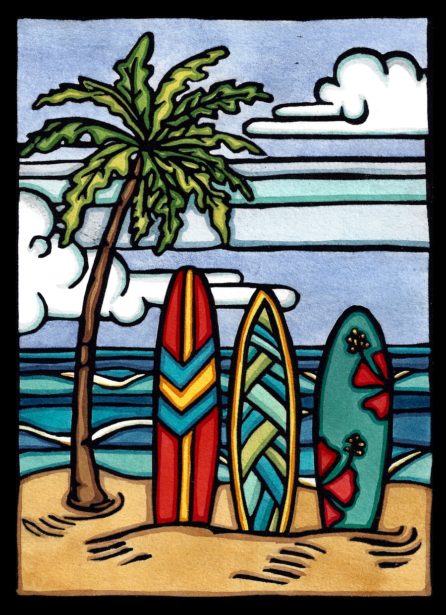 Surf's Up - Original Linocut