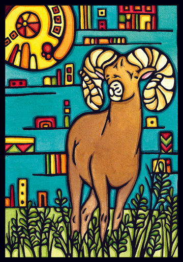 Bighorn Sheep - Original Linocut
