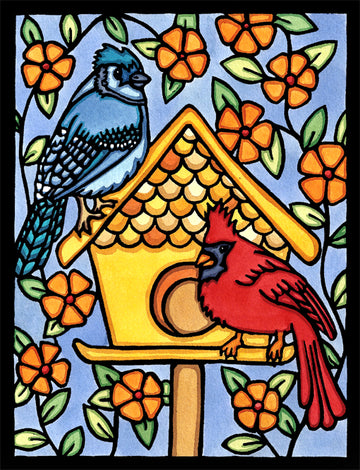 Birdhouse - Original Linocut