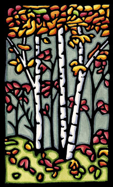 Autumn Woods - Original Linocut