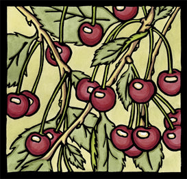 Cherries - Original Linocut