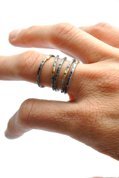 Stacking Silver and Steel Rings - Set of 5